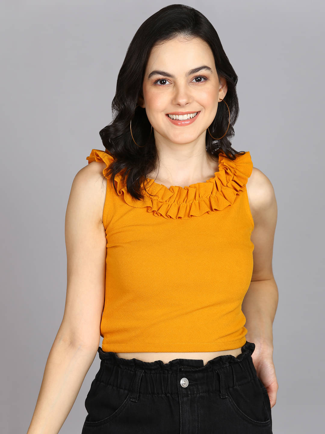     			Prettify Women's Cotton Blend Crop Top ( Orange )
