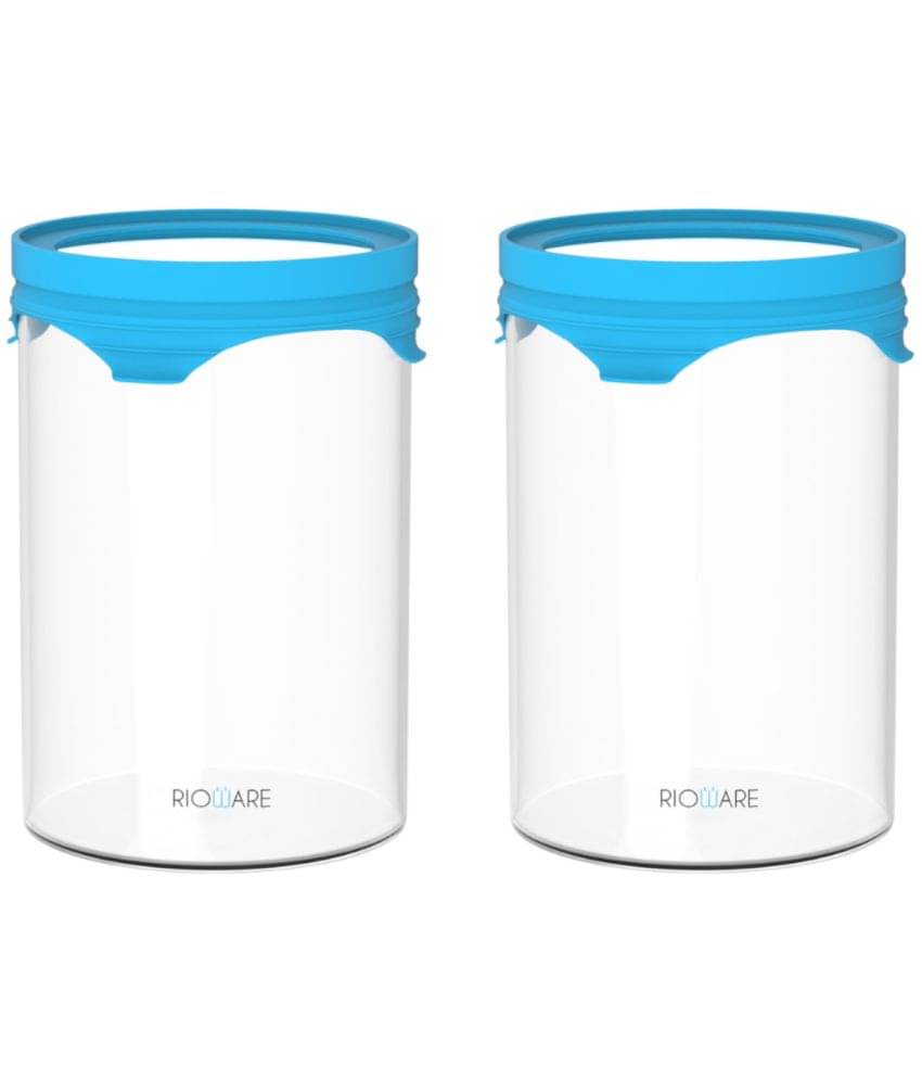     			Rioware Grocery Container Glass Blue Multi-Purpose Container ( Set of 2 )