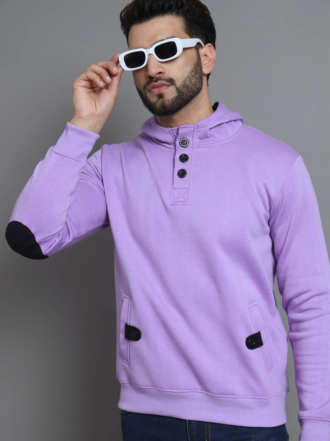 ZEBULUN Fleece Hooded Men's Sweatshirt - Lavender ( Pack of 1 ) ZEBULUN Fleece Hooded Men's Sweatshirt - Lavender ( Pack of 1 )