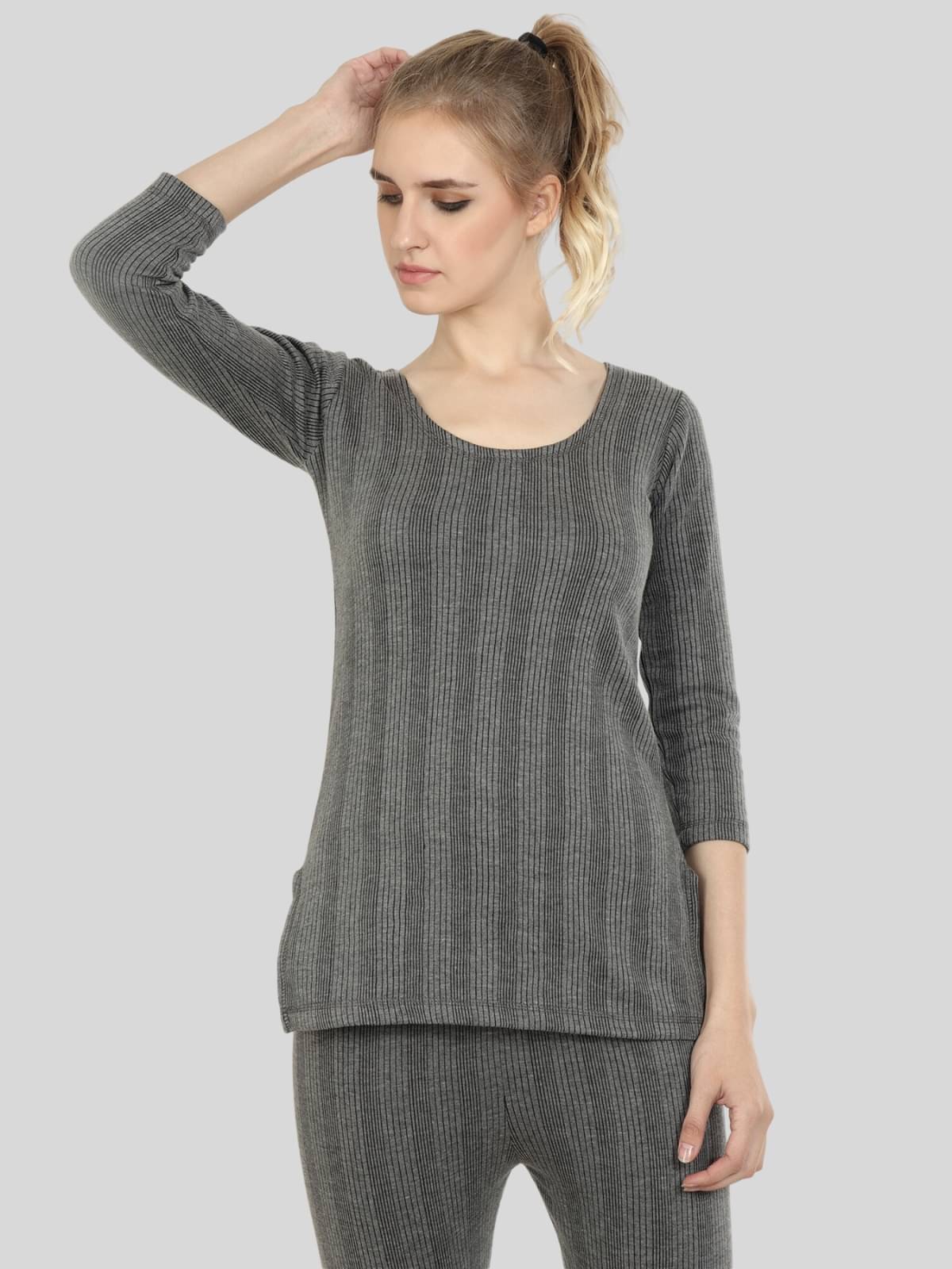     			Zeffit Cotton Blend Thermal Tops - Grey Pack of 1