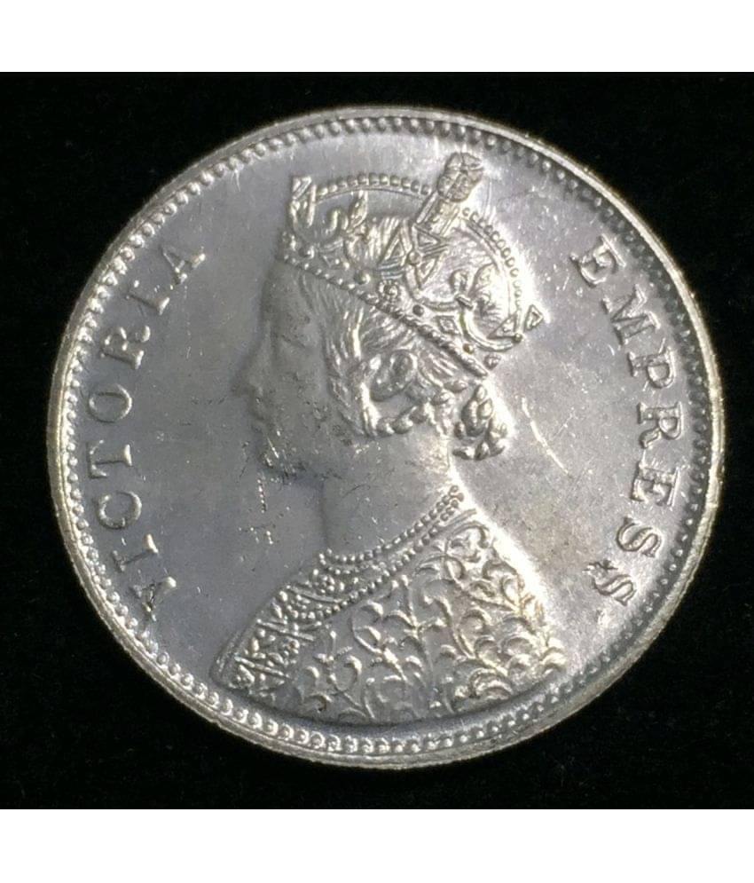     			1885 Queen One Rupees British India Coin
