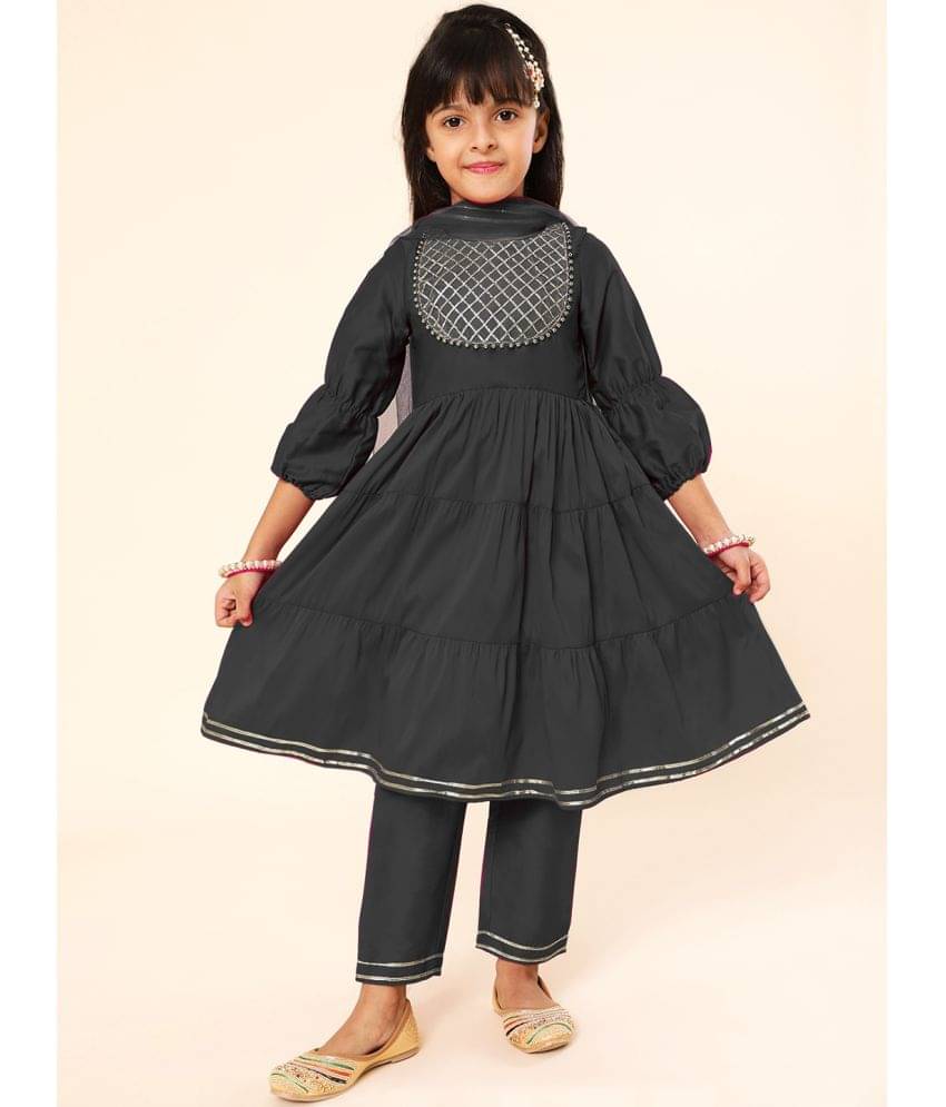     			A.T.U.N. Girls Polyester Kurta and Pant Set ( Pack of 1 , Black )