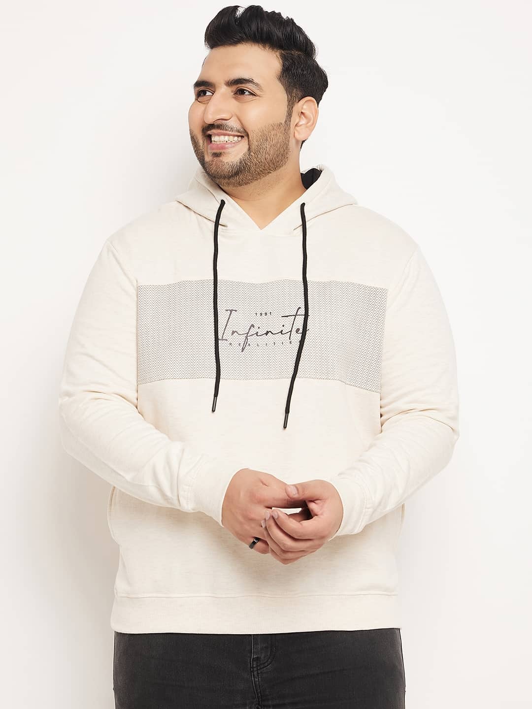 AUSTIVO Fleece Hooded Men's Sweatshirt - Cream ( Pack of 1 )