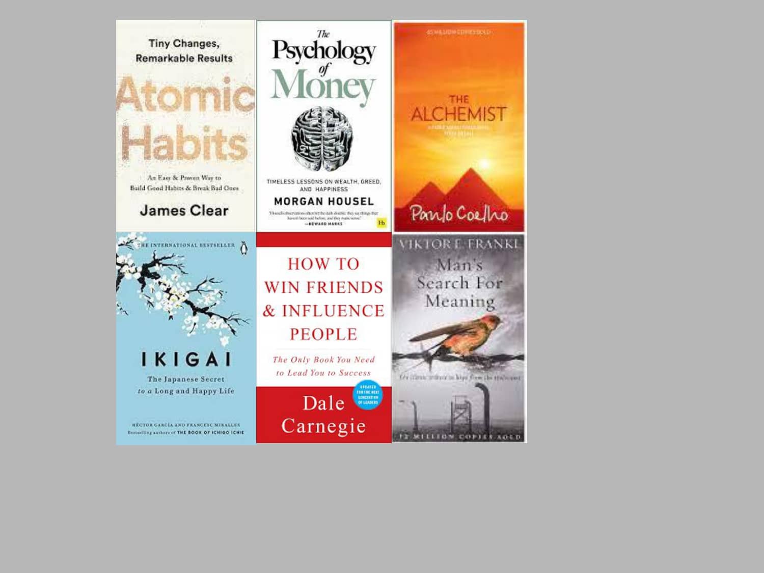 Atomic Habits + Psychology of Money + Ikigai + How To  Win Friends Influence People + The Alchemist + Man's Search For Meaning - Stationery | Buy online on ZillyBuy