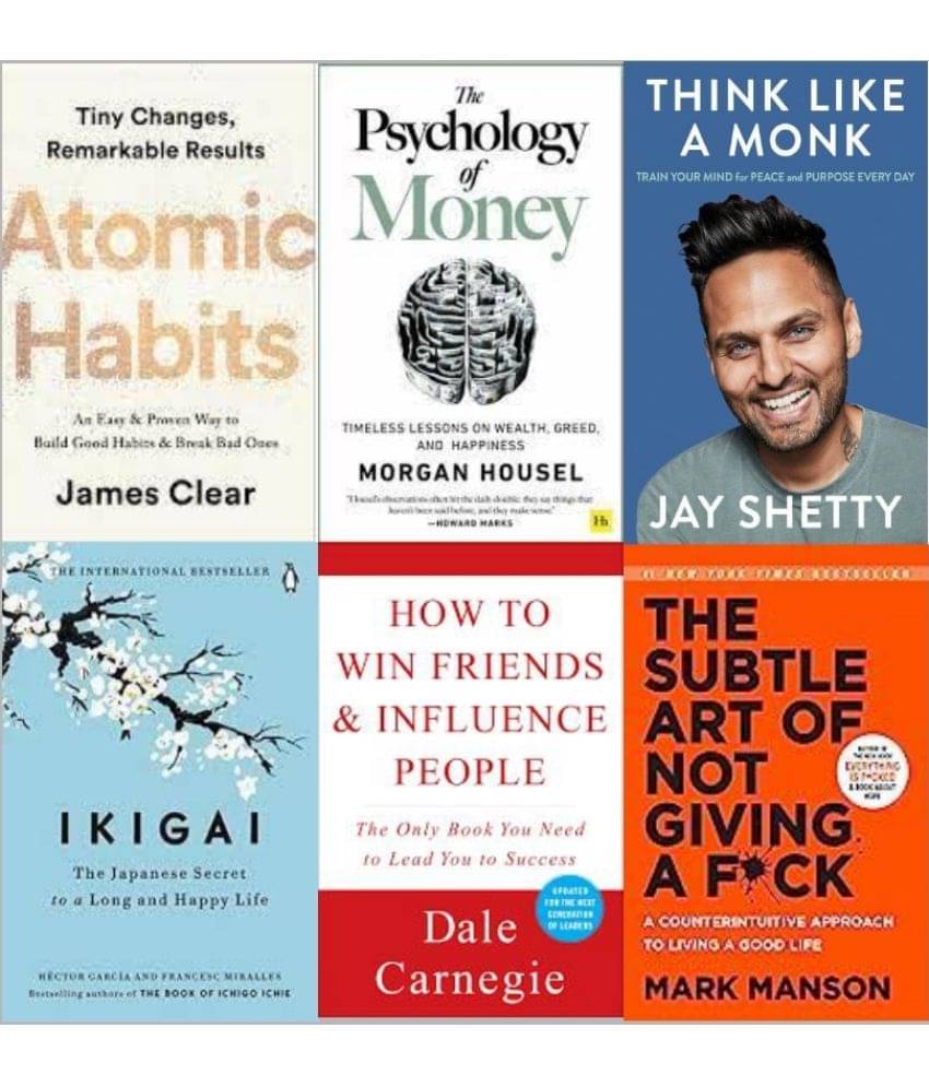     			Atomic Habits + Psychology of Money + Ikigai + How To  Win Friends Influence People + Think Like A Monk + The Subtle Art