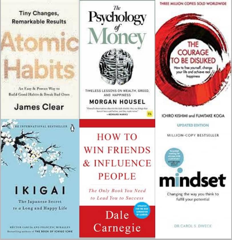 Atomic Habits + Psychology of Money + Ikigai + How To Win Friends Influence People + The Courage To Be Disliked + Mindset Atomic Habits + Psychology of Money + Ikigai + How To Win Friends Influence People + The Courage To Be Disliked + Mindset