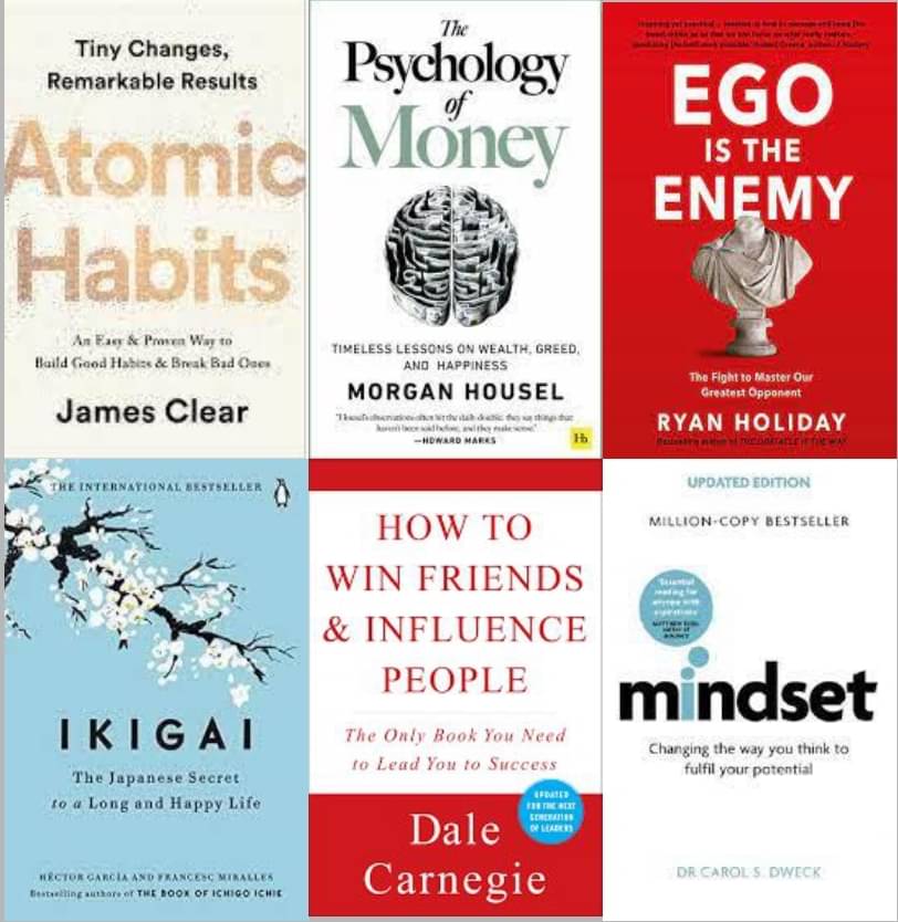 Atomic Habits + Psychology of Money + Ikigai + How To Win Friends Influence People + MindSet + Ego Is Enemy Atomic Habits + Psychology of Money + Ikigai + How To Win Friends Influence People + MindSet + Ego Is Enemy