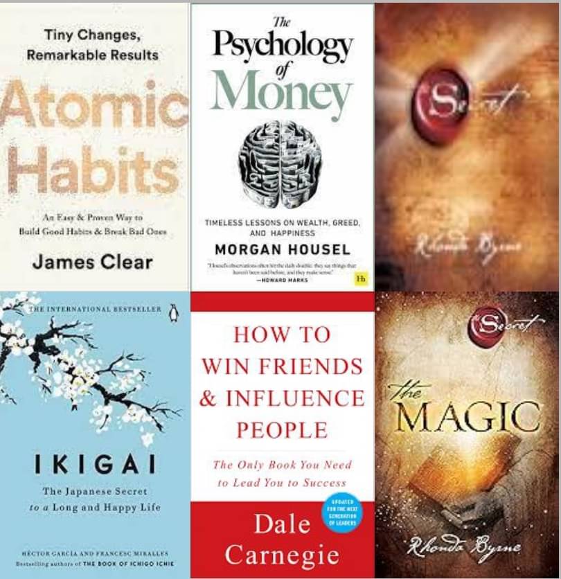     			Atomic Habits + Psychology of Money + Ikigai + How Win Friends Influence People + The Secret + The Magic