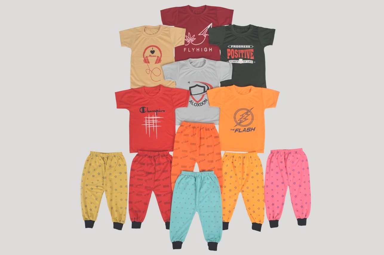 DIAMOND EXPORTER Pack of 6 Boys Cotton Blend T-Shirt & Trackpants Set ( Multicolor )