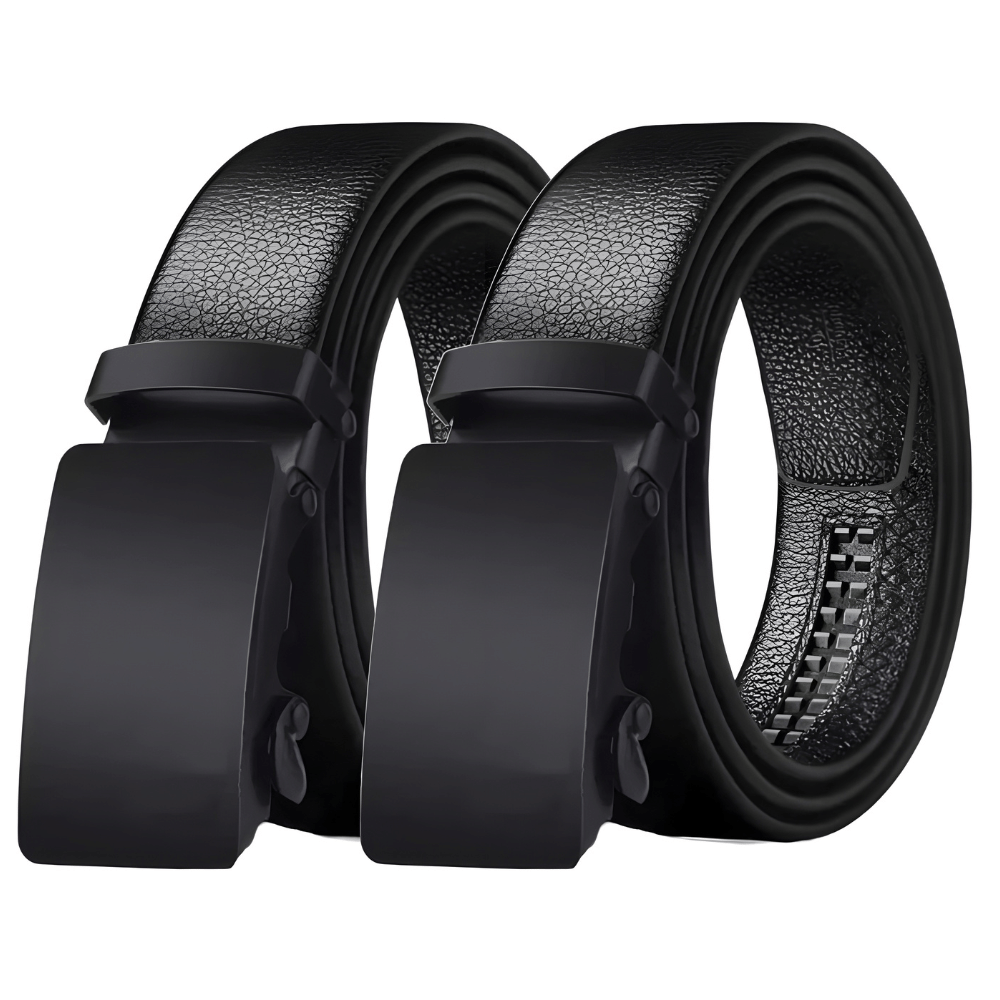 FITKNOT - Black Faux Leather Men's Formal Belt ( Pack of 2 )