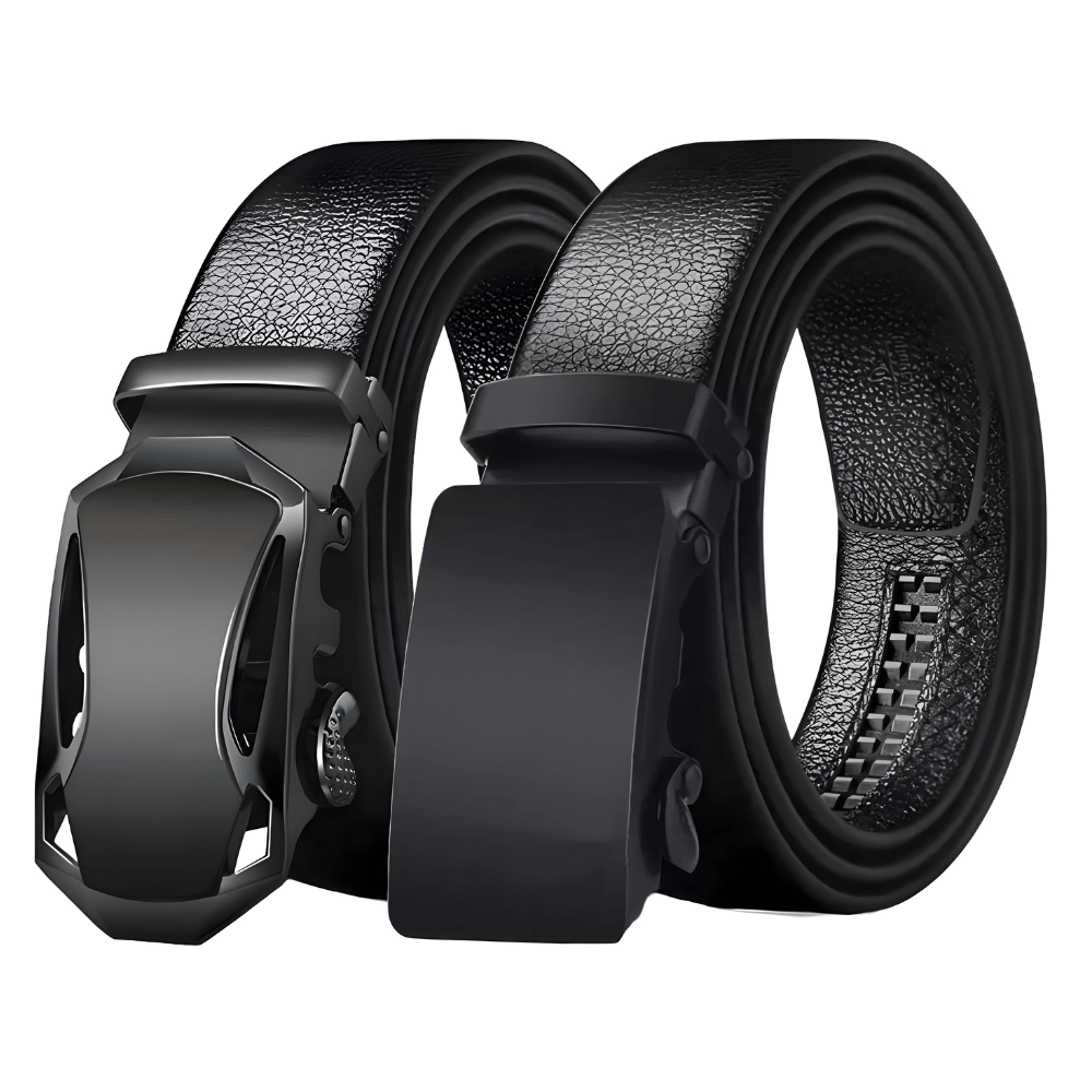 FITKNOT - Black Faux Leather Men's Formal Belt ( Pack of 2 )