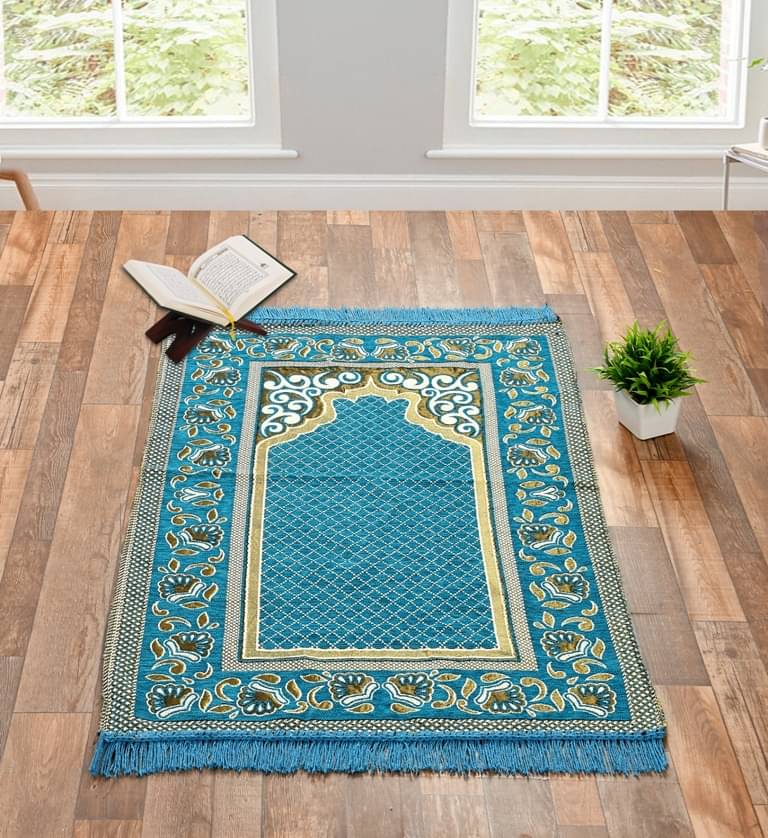 FURNISHING HUT Aqua Single Regular Velvet Prayer Mat ( 106 X 68 cm )     			FURNISHING HUT Aqua Single Regular Velvet Prayer Mat ( 106 X 68 cm )