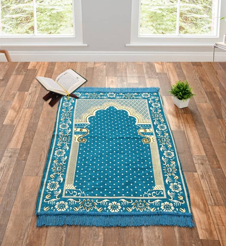 FURNISHING HUT Aqua Single Regular Velvet Prayer Mat ( 106 X 68 cm ) FURNISHING HUT Aqua Single Regular Velvet Prayer Mat ( 106 X 68 cm )