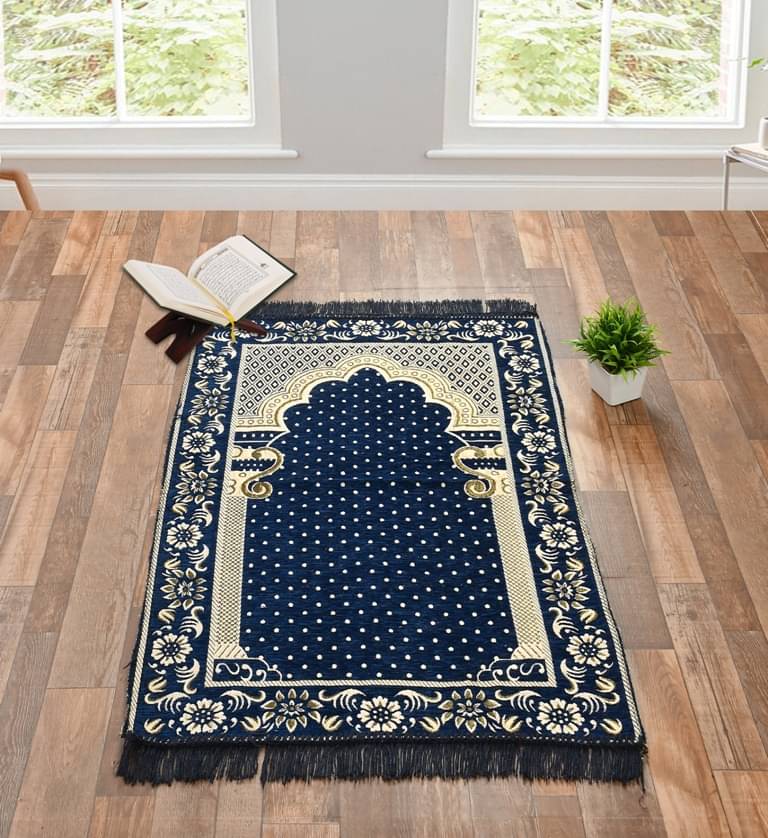     			FURNISHING HUT Blue Single Regular Velvet Prayer Mat ( 106 X 68 cm )