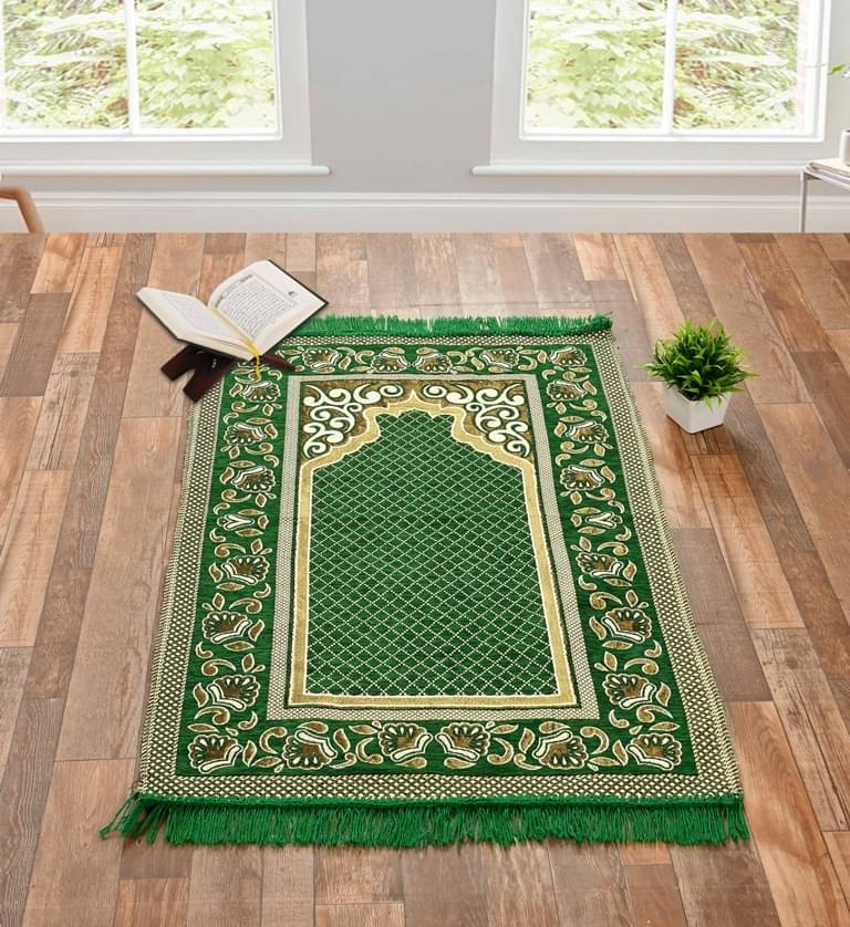 FURNISHING HUT Green Single Regular Cotton Prayer Mat ( 106 X 68 cm ) FURNISHING HUT Green Single Regular Cotton Prayer Mat ( 106 X 68 cm )