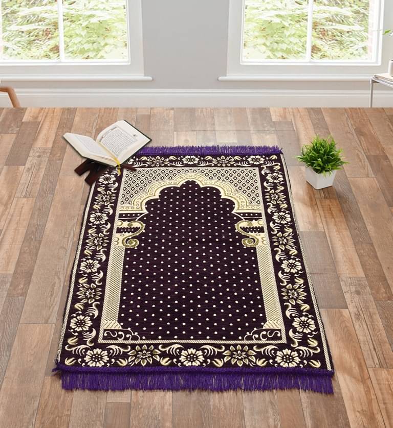 FURNISHING HUT Purple Single Regular Velvet Prayer Mat ( 106 X 68 cm ) FURNISHING HUT Purple Single Regular Velvet Prayer Mat ( 106 X 68 cm )