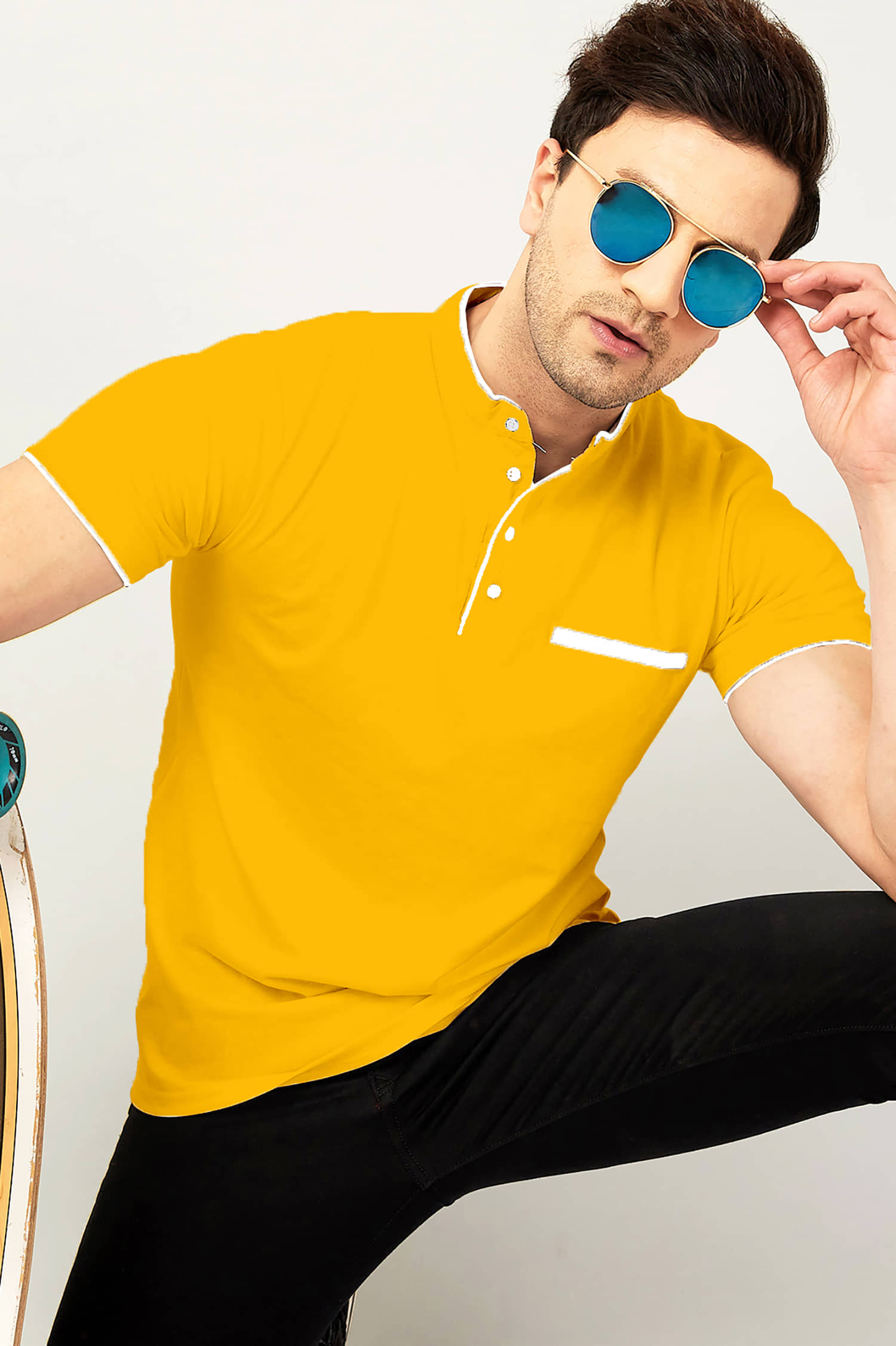 GESPO Pack of 1 Cotton Blend Regular Fit Men's T-Shirt ( Yellow )