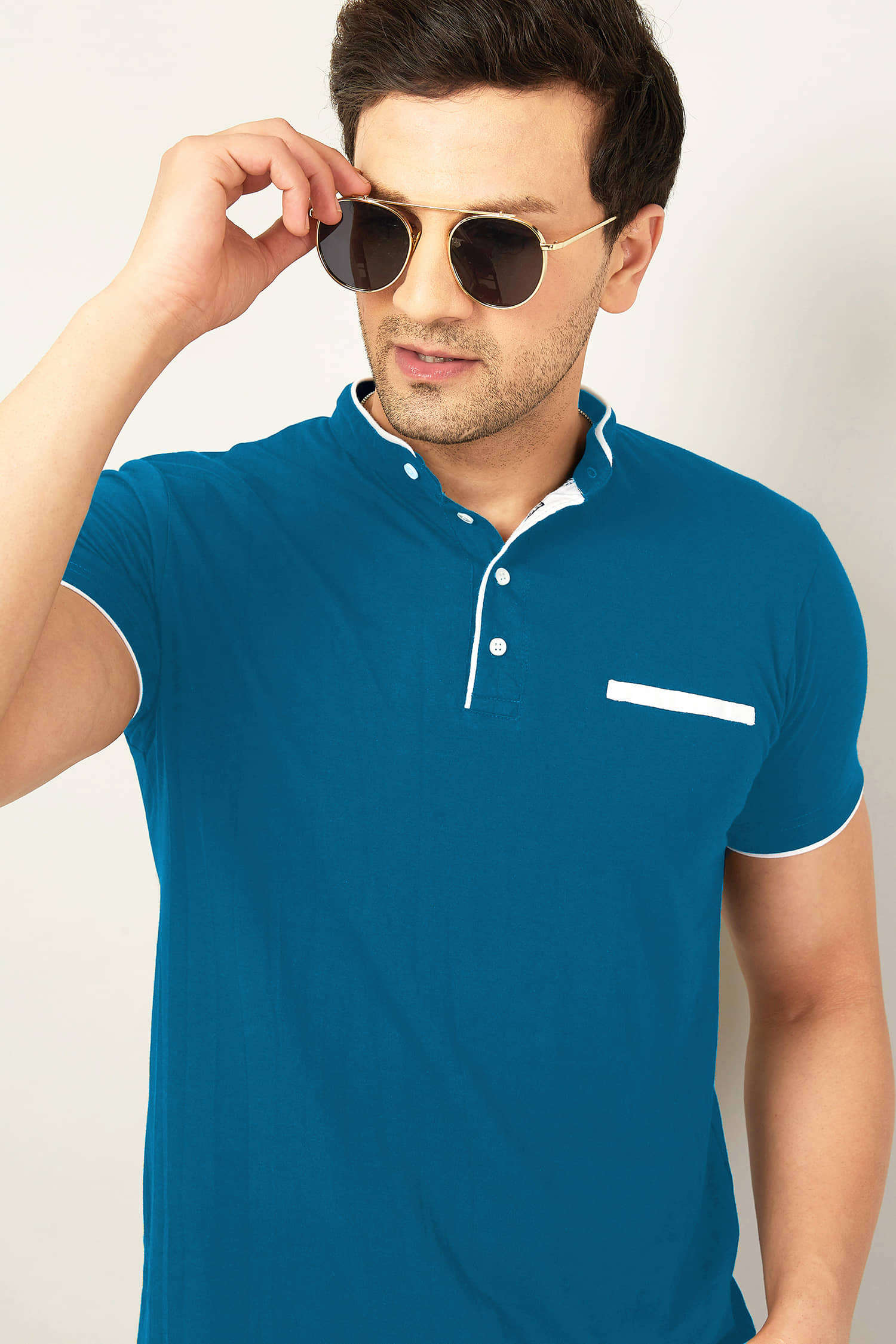 GESPO Pack of 1 Cotton Blend Regular Fit Men's T-Shirt ( Teal Blue )