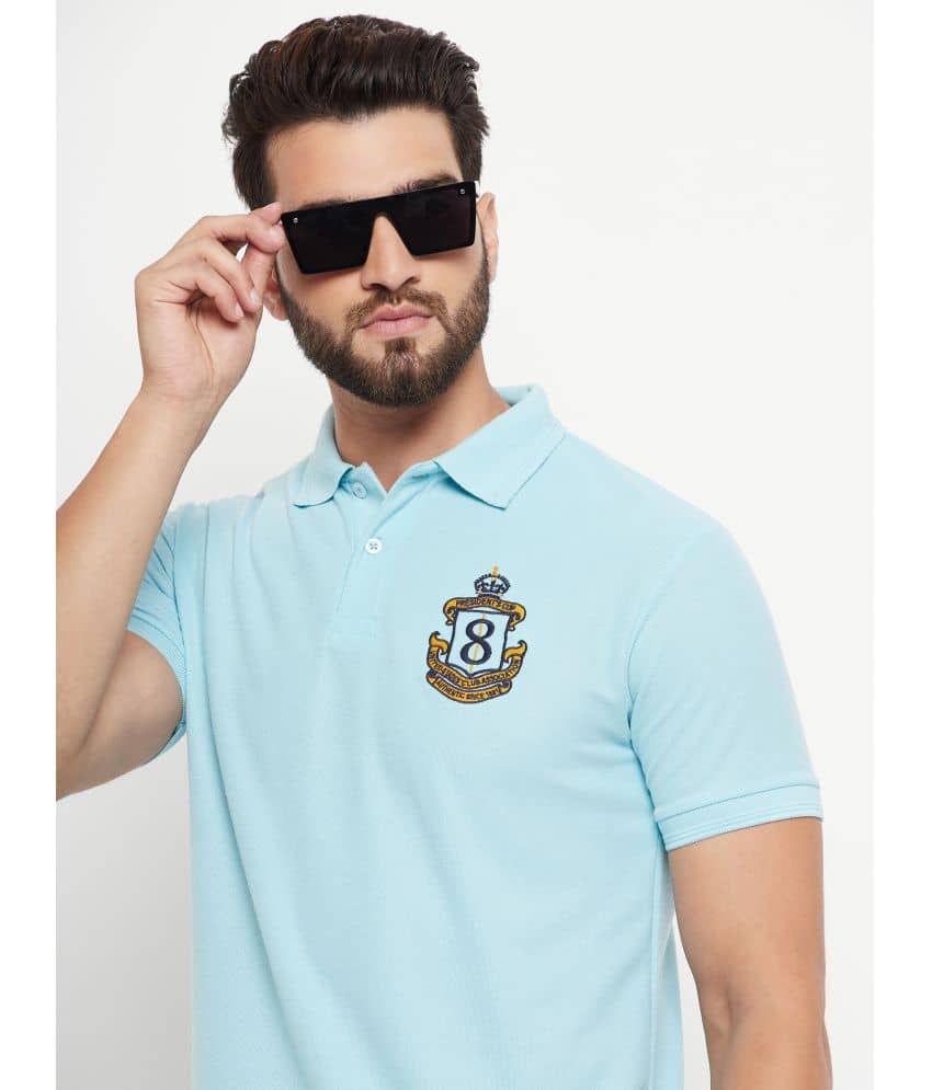GET GOLF Pack of 1 Cotton Blend Regular Fit Solid Half Sleeves Men's Polo T Shirt ( Aqua )