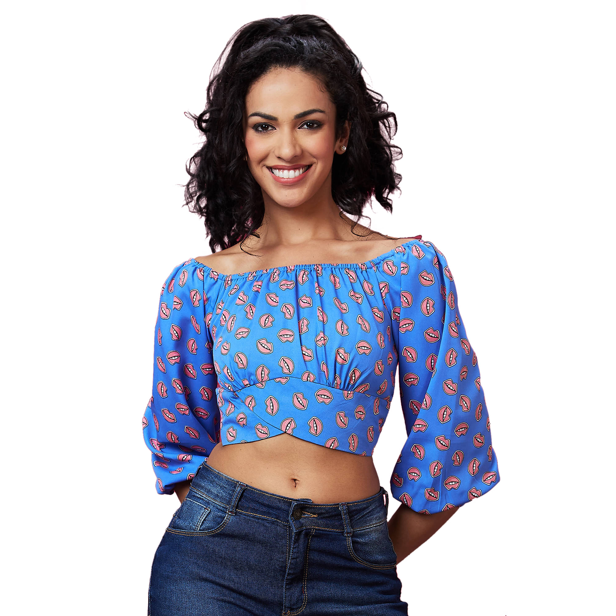     			Globus Blue Polyester Women's Crop Top ( Pack of 1 )