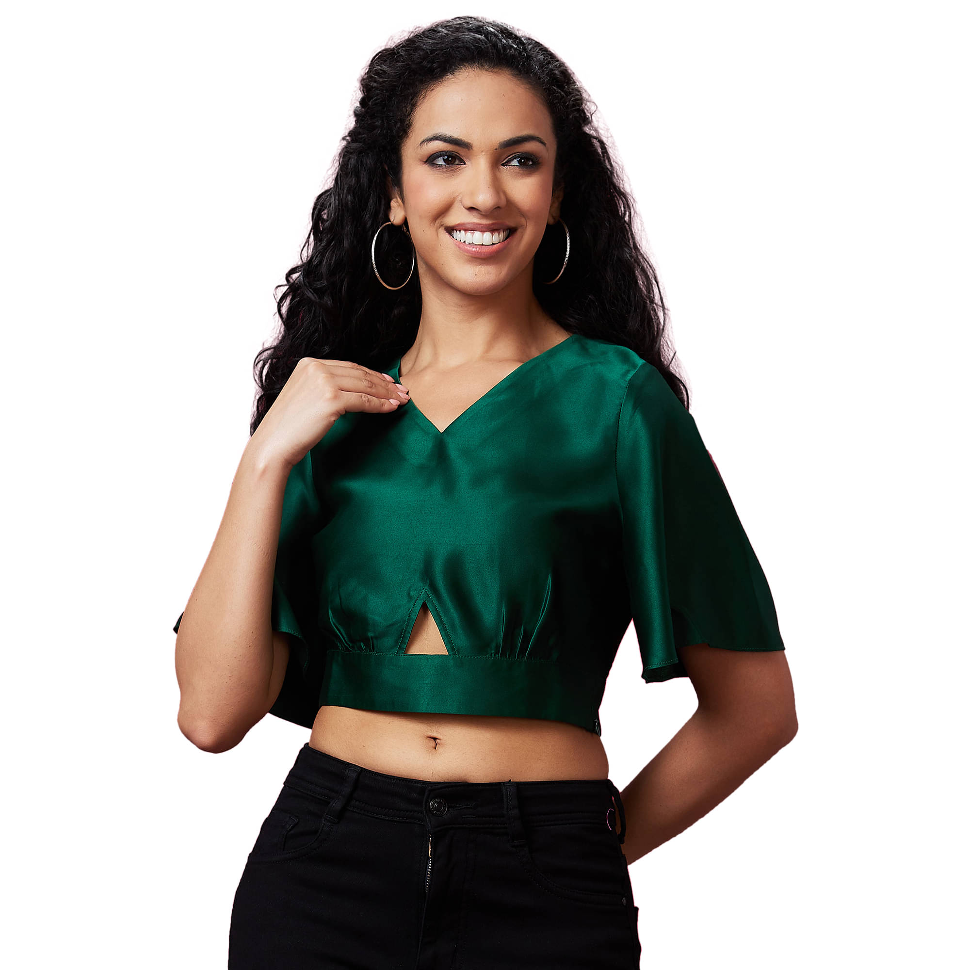 Globus Green Polyester Women's Crop Top ( Pack of 1 )     			Globus Green Polyester Women's Crop Top ( Pack of 1 )
