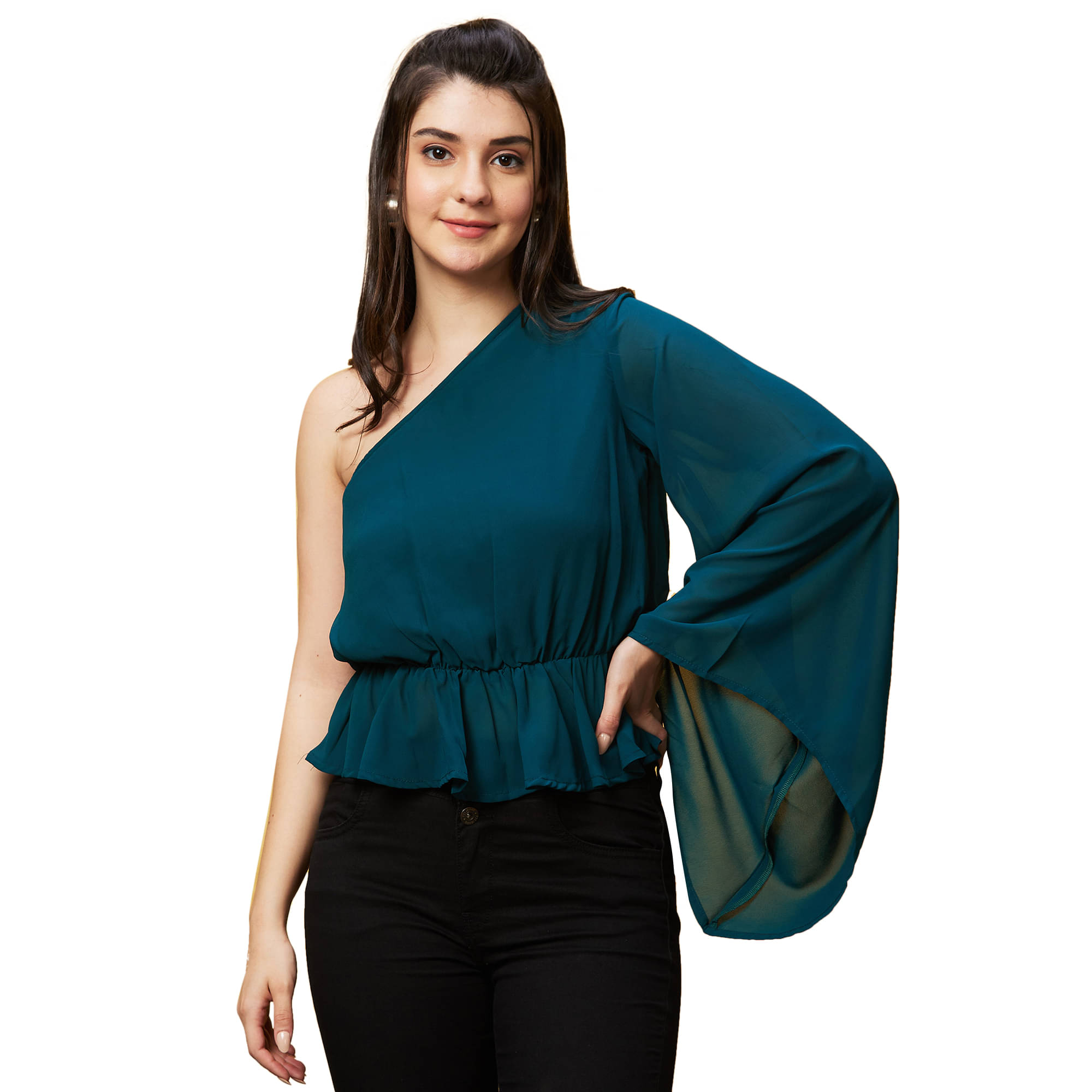 Globus Green Polyester Women's Peplum Top ( Pack of 1 ) Globus Green Polyester Women's Peplum Top ( Pack of 1 )