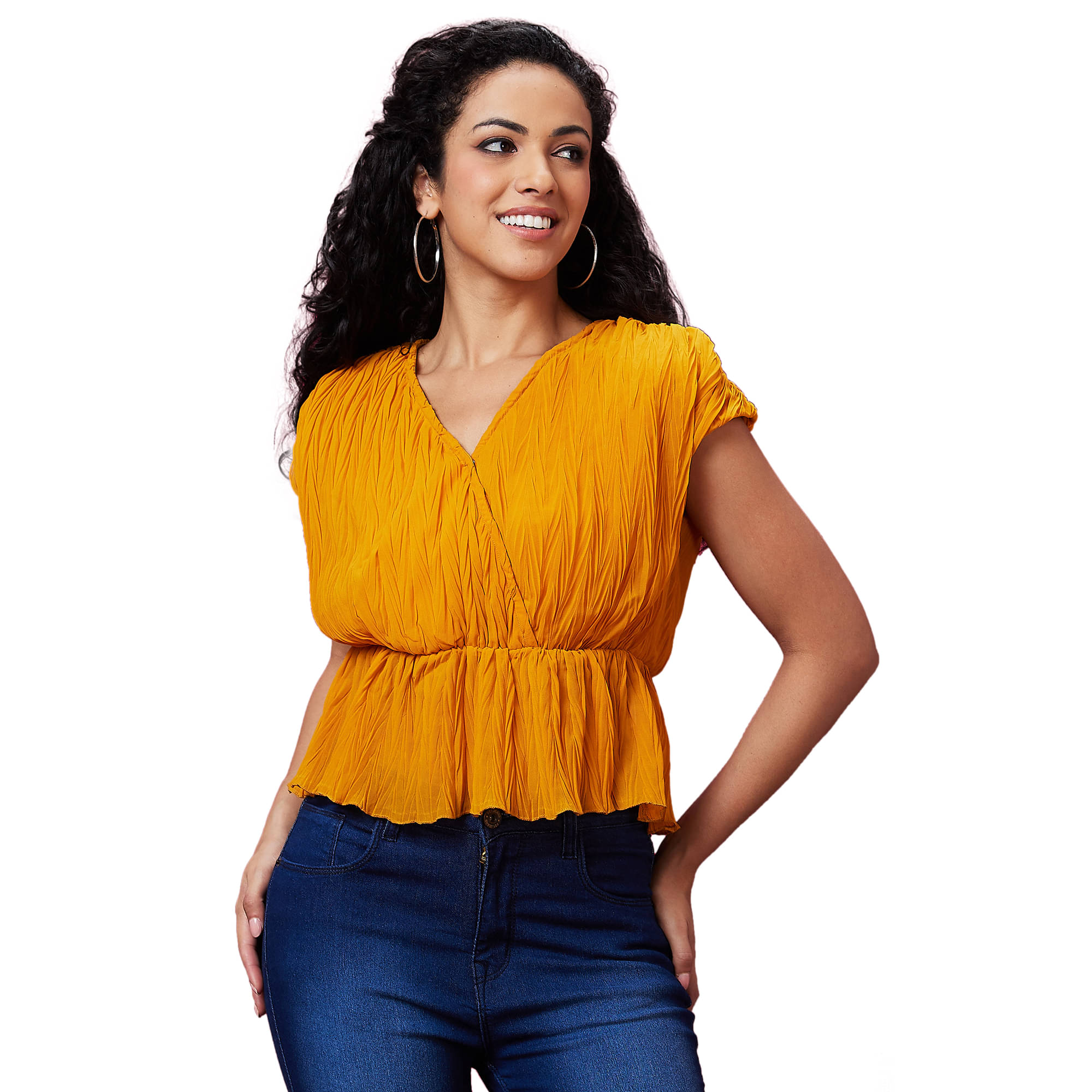     			Globus Mustard Polyester Women's Peplum Top ( Pack of 1 )