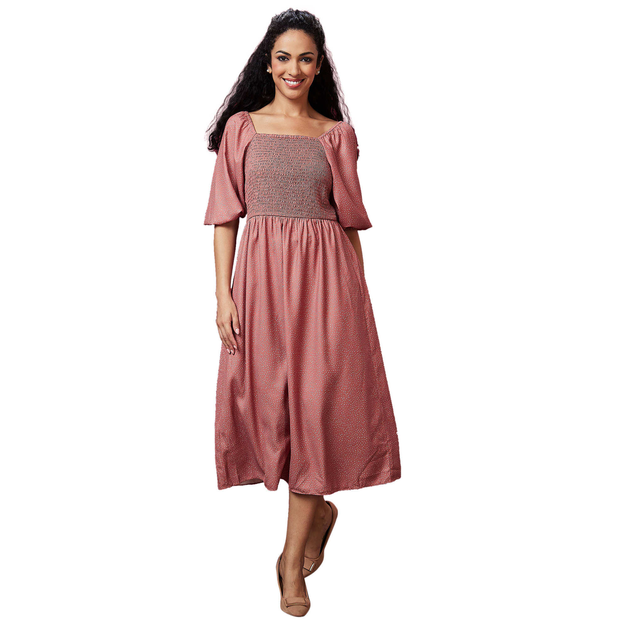Globus Polyester Printed Midi Women's A-line Dress - Peach ( Pack of 1 ) Globus Polyester Printed Midi Women's A-line Dress - Peach ( Pack of 1 )