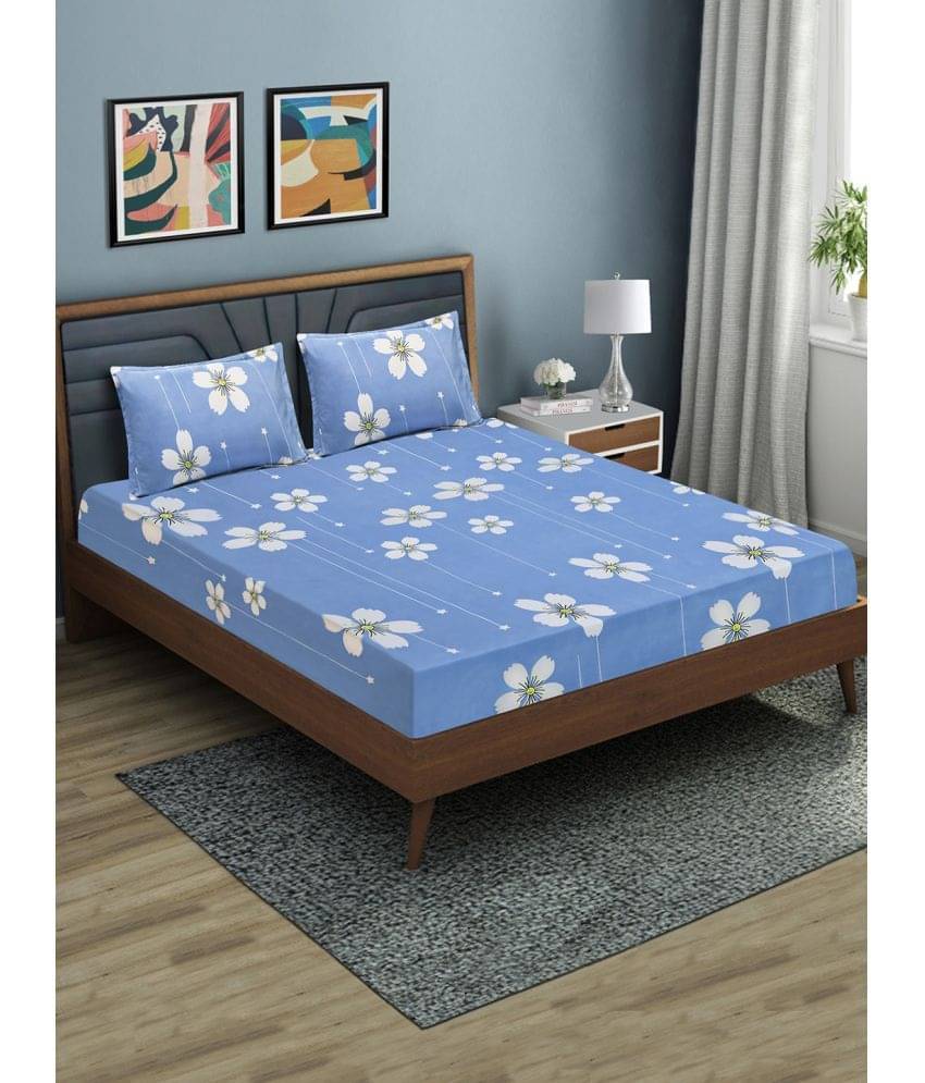 Home Candy Microfiber Floral Double Bedsheet with 2 Pillow Covers - Blue Home Candy Microfiber Floral Double Bedsheet with 2 Pillow Covers - Blue