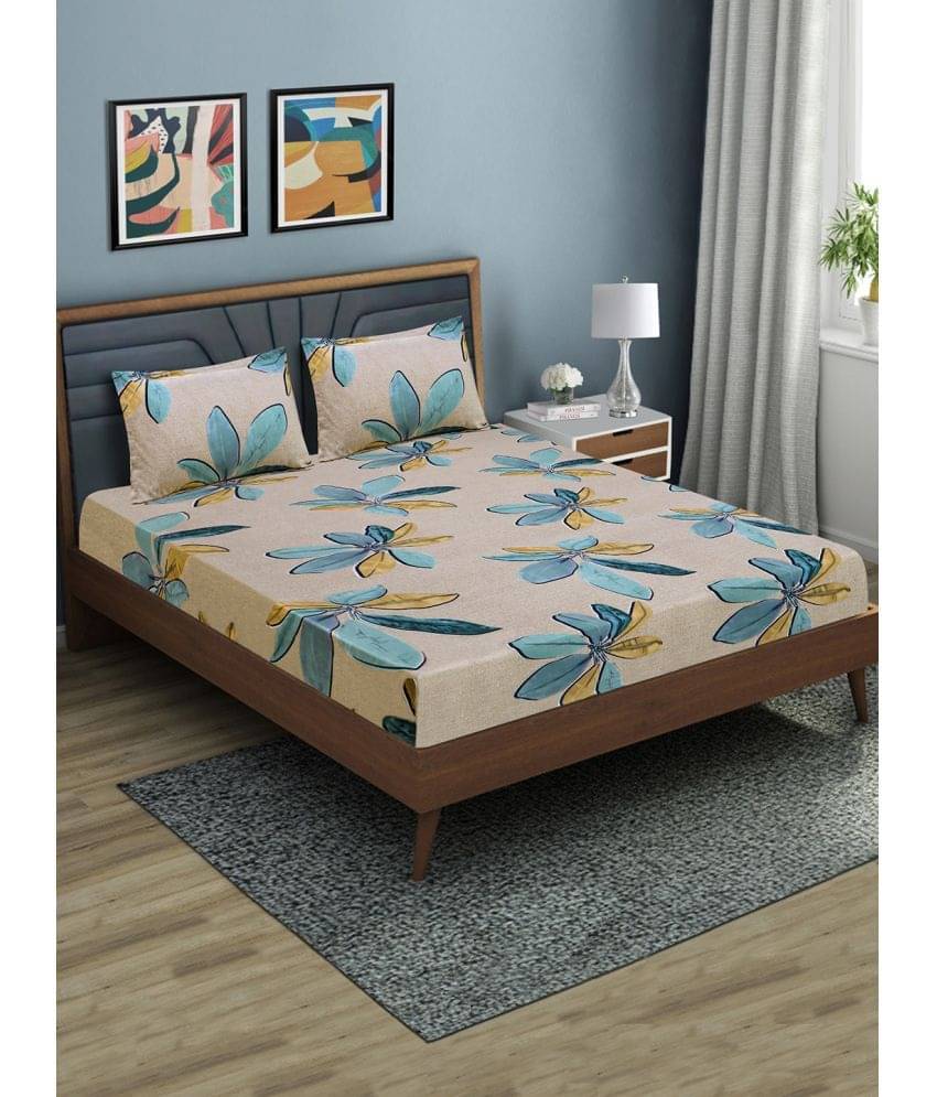 Home Candy Microfiber Floral Double Bedsheet with 2 Pillow Covers - Brown Home Candy Microfiber Floral Double Bedsheet with 2 Pillow Covers - Brown