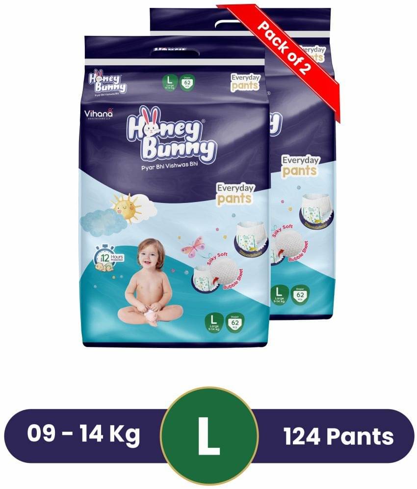 Honey Bunny - L Diaper Pants ( Pack of 2 ) Honey Bunny - L Diaper Pants ( Pack of 2 )