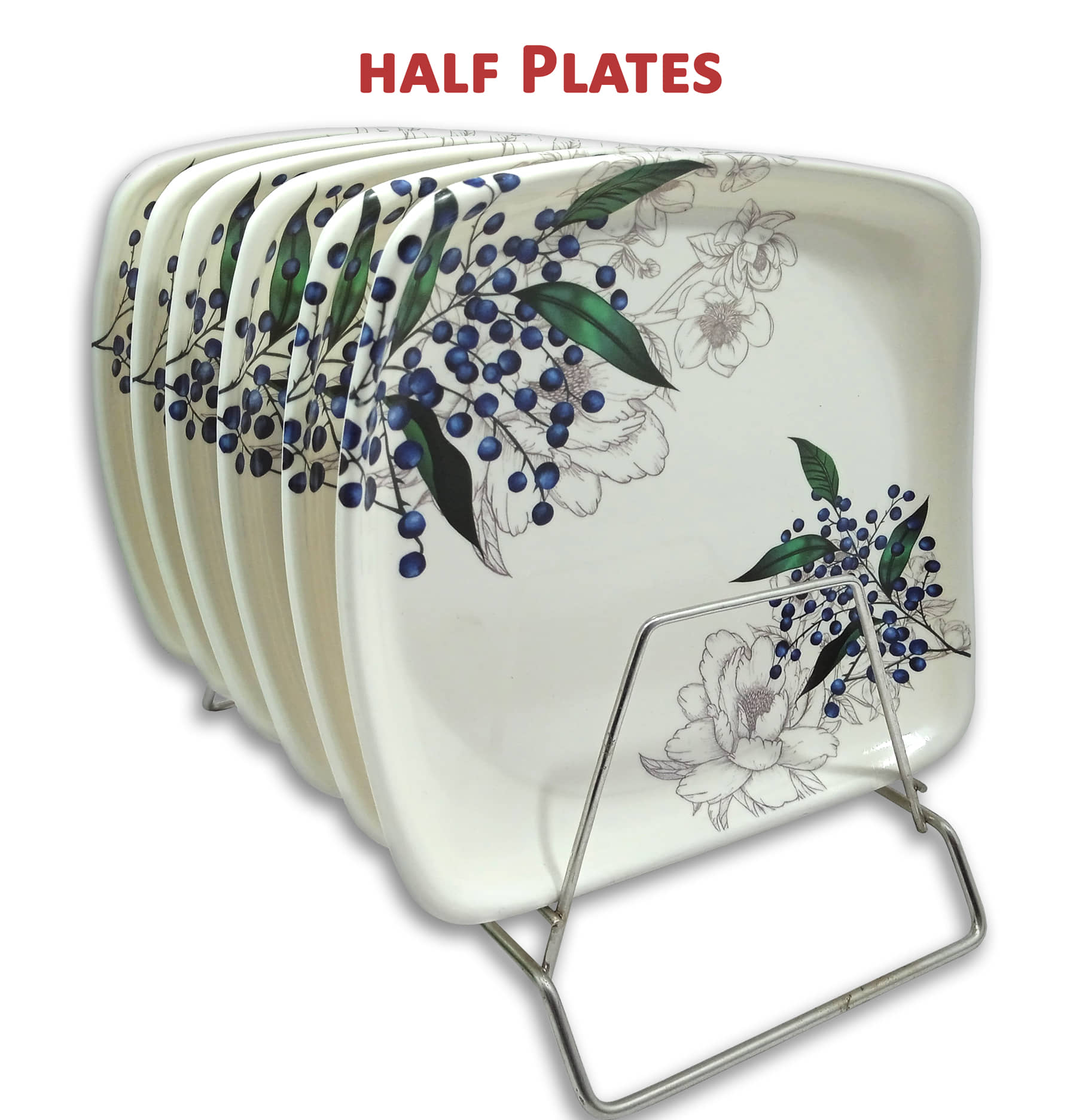 Inpro 6 Pcs Melamine Multi Color Half Plate