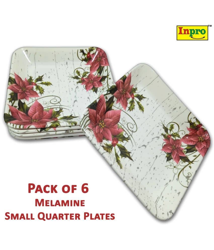 Inpro 6 Pcs Melamine Multi Color Quarter Plate
