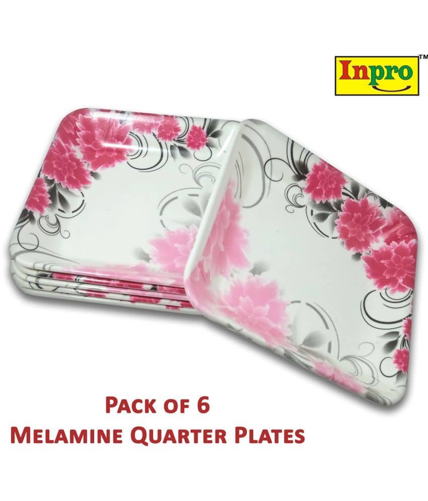 Inpro 6 Pcs Melamine Multi Color Quarter Plate