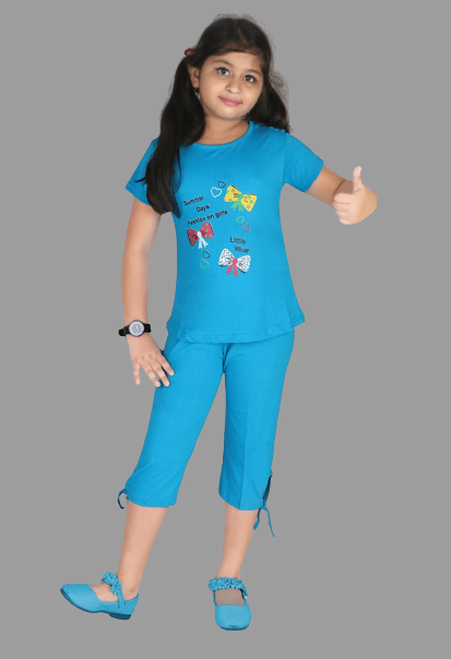     			Laku Boys Pack of 1 Girls Cotton Blend Nightsuit Set ( Blue )