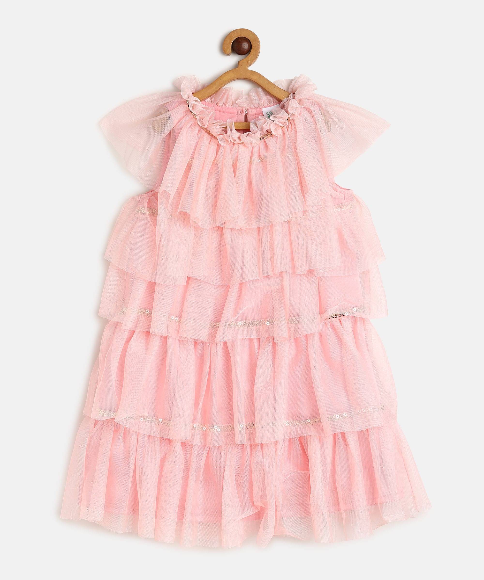    			MINI KLUB Cotton Tiered Dress For Girls ( Pack of 1 , Beige )