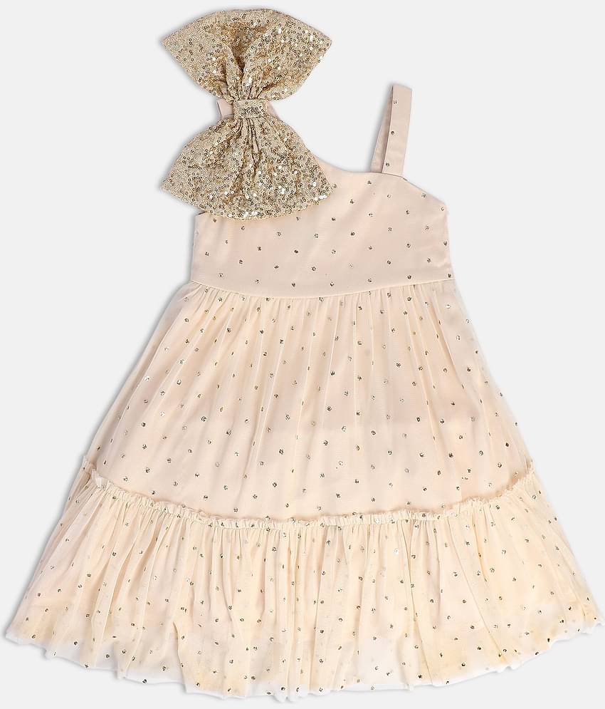 MINI KLUB Cotton A-line Dress For Girls ( Pack of 1 , Beige )