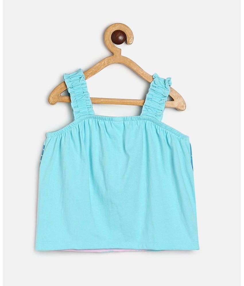 MINI KLUB Pack of 1 Girls Cotton Top With Skirt ( Blue )