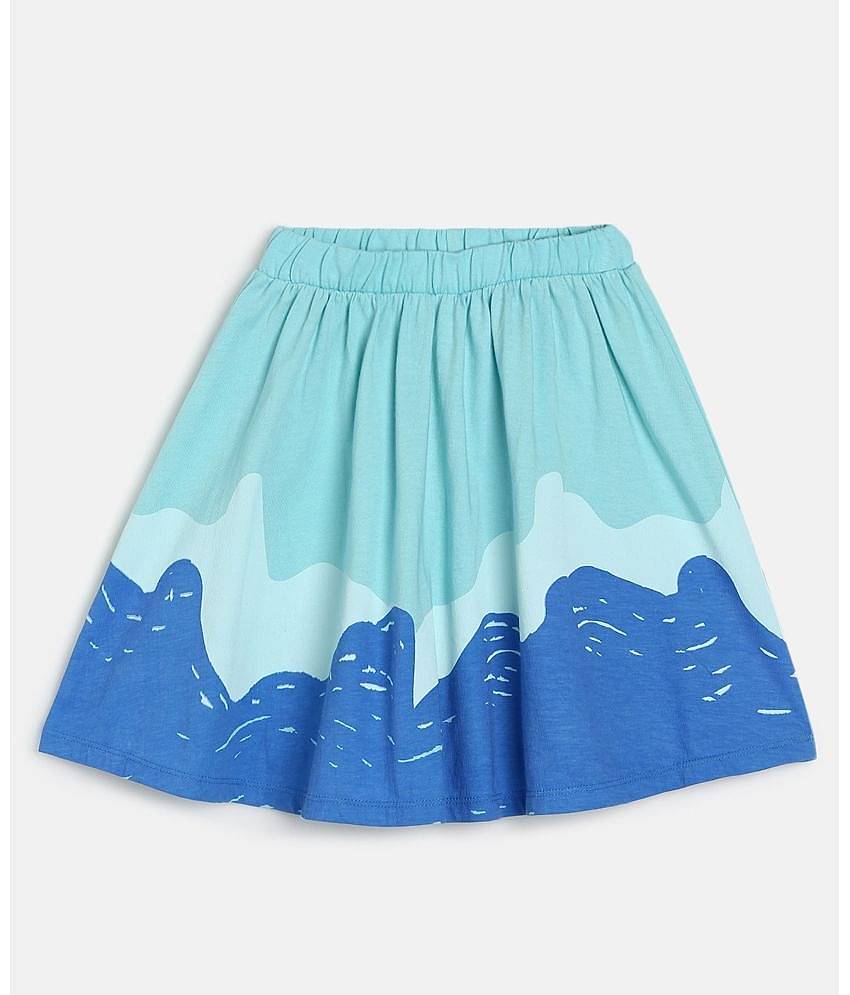 MINI KLUB Pack of 1 Girls Cotton Top With Skirt ( Blue )