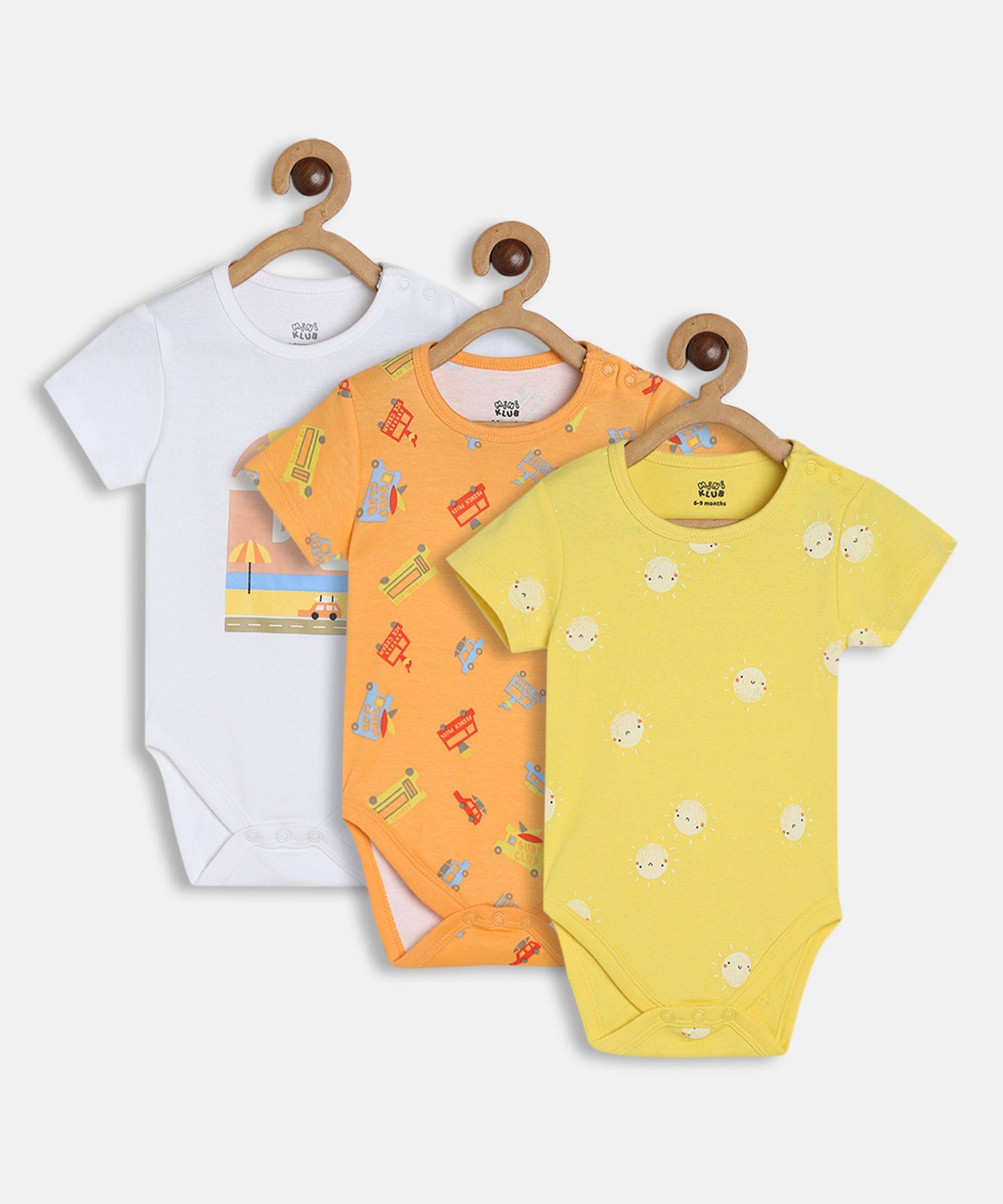 MINI KLUB Pack of 1 Baby Boys Cotton Bodysuit ( Multicolor )     			MINI KLUB Pack of 1 Baby Boys Cotton Bodysuit ( Multicolor )