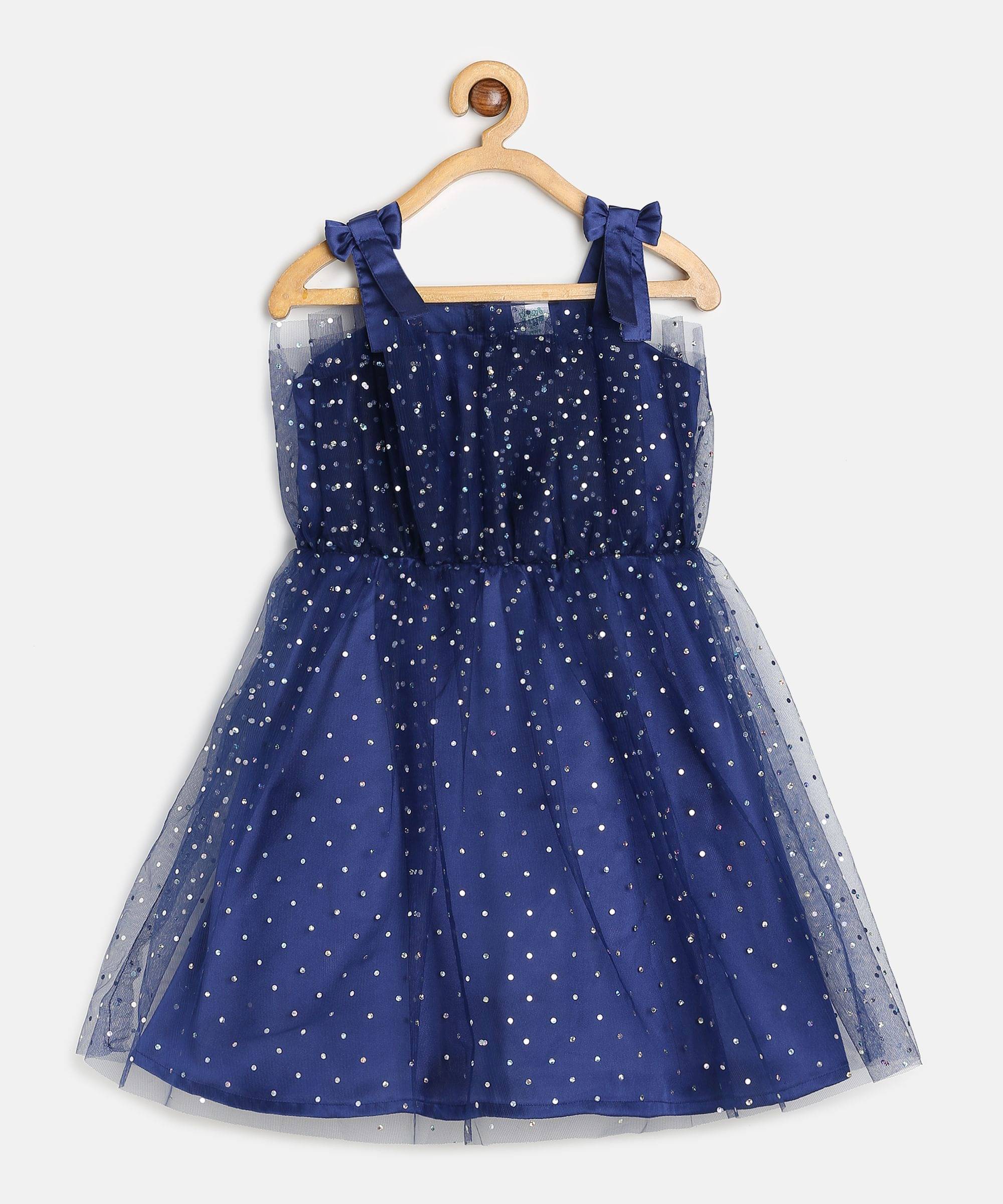     			MINI KLUB Cotton Frock For Girls ( Pack of 1 , Navy Blue )
