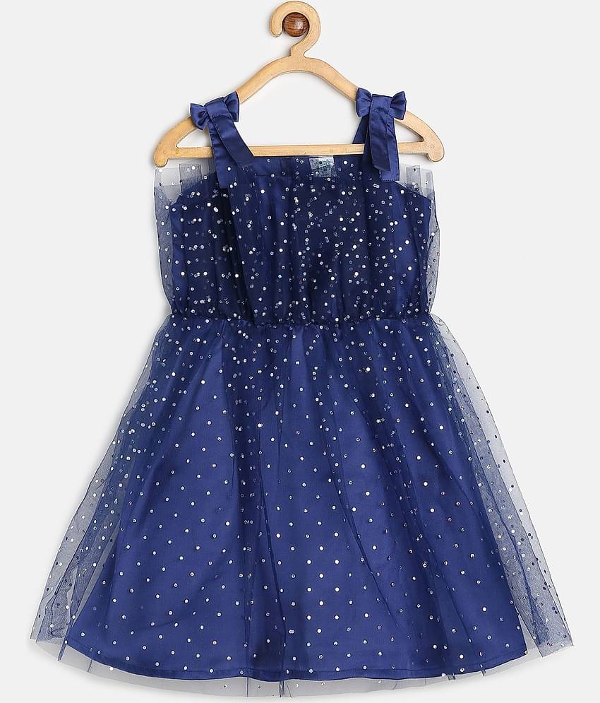 MINI KLUB Cotton Frock For Girls ( Pack of 1 , Navy Blue )