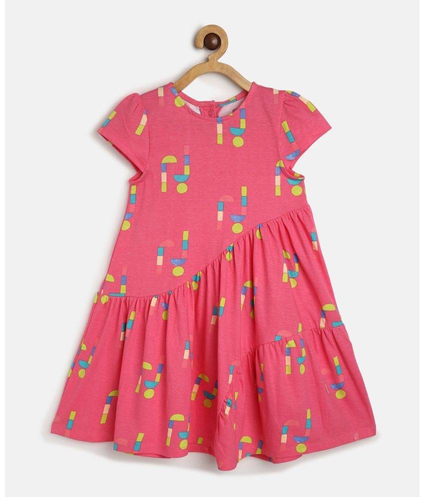     			MINI KLUB Cotton Fit And Flare Dress For Girls ( Pack of 1 , Pink )