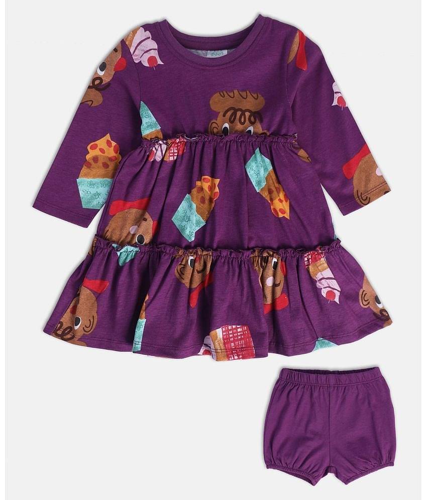 MINI KLUB Pack of 1 Baby Girls Cotton Dress ( Purple )