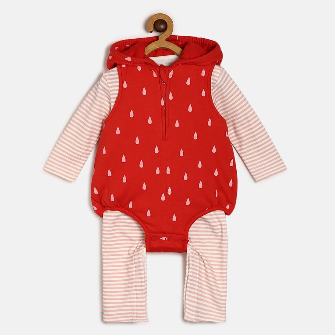     			MINI KLUB Pack of 1 Baby Girls Cotton Dungaree Sets ( Red )