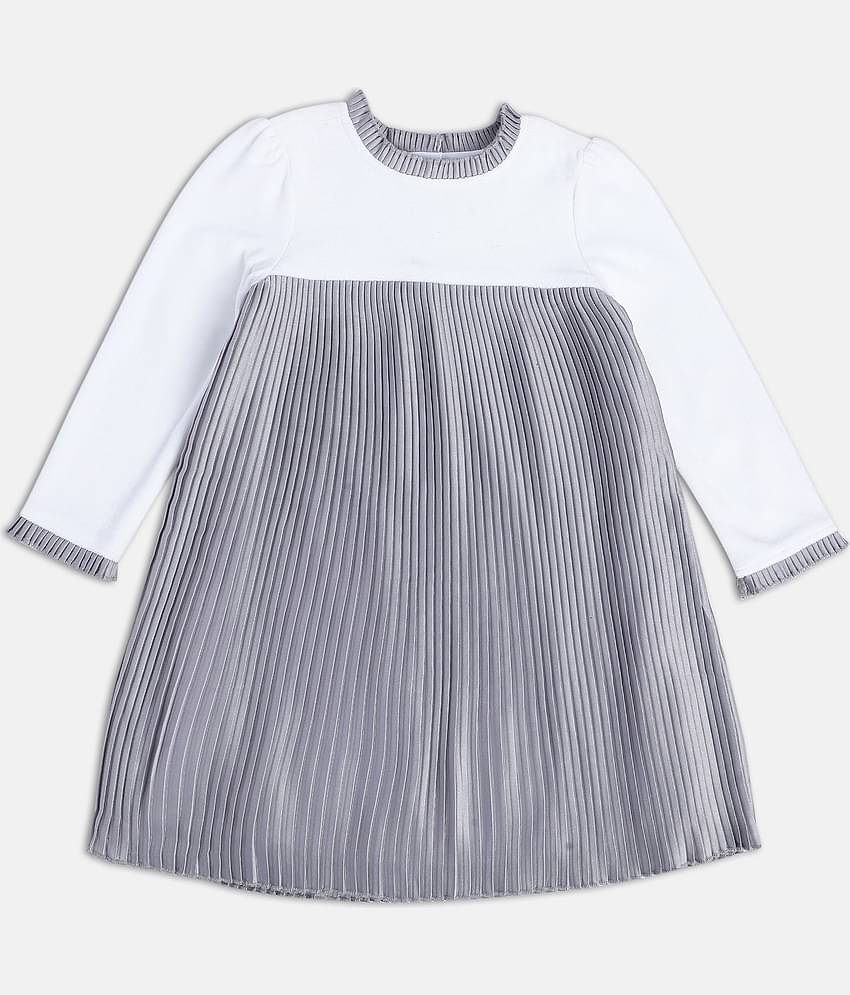MINI KLUB Cotton A-line Dress For Girls ( Pack of 1 , Silver )