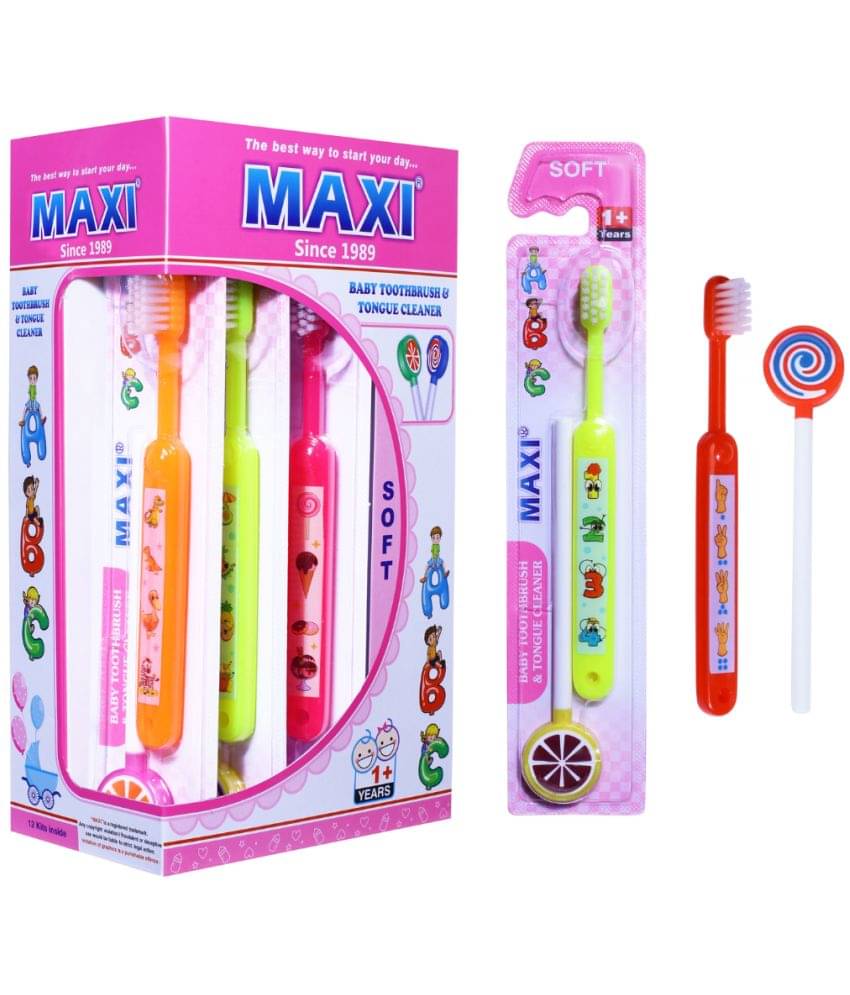    			Maxi Abc Baby Toothbrush And Tongue Cleaner, Oral Hygiene Kit(Pack Of 12)