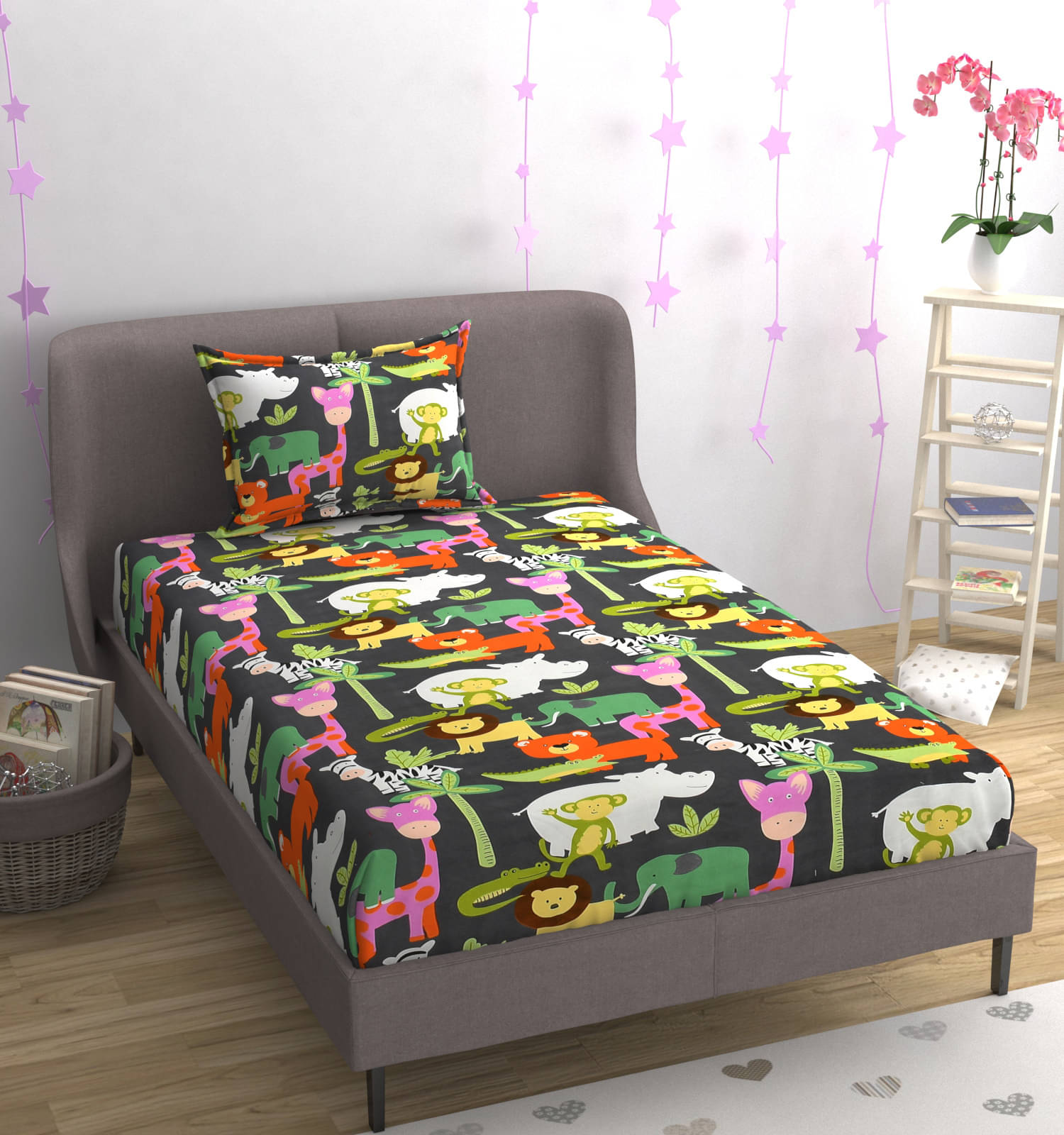     			Nirwana Decor Cotton Abstract 1 Bedsheet with 1 Pillow Cover - Multi