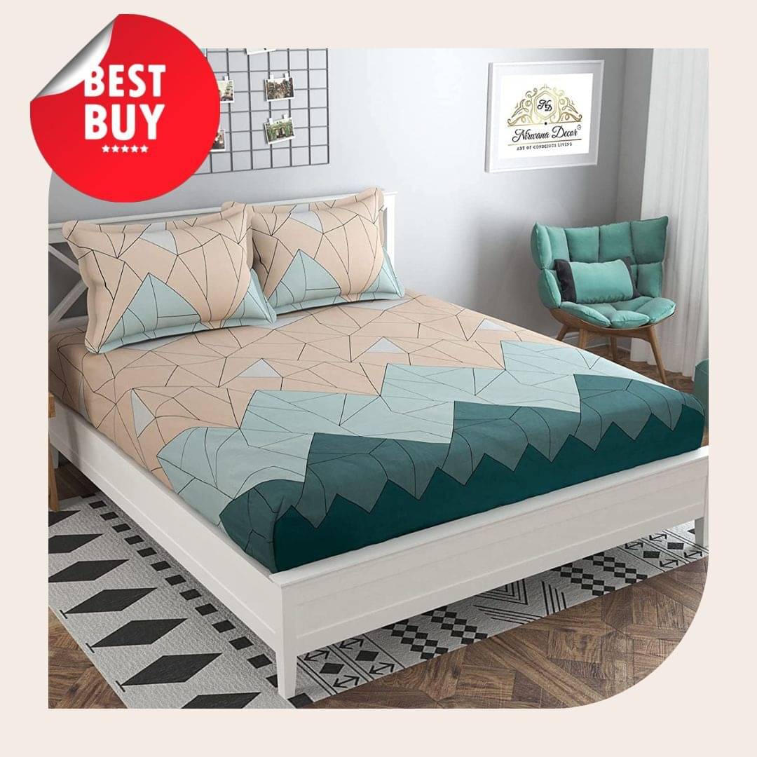     			Nirwana Decor Microfibre Abstract 1 Bedsheet with 2 Pillow Covers - Blue