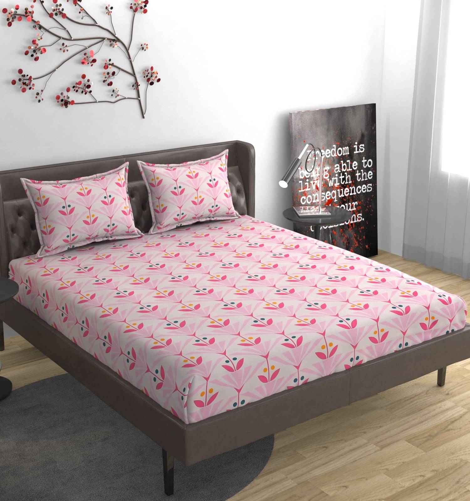     			Nirwana Decor Microfibre Geometric 1 Bedsheet with 2 Pillow Covers - Multi